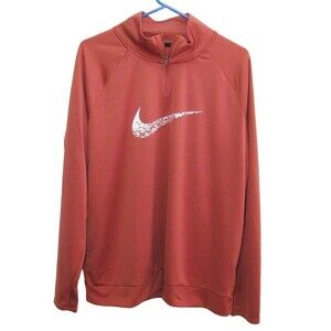 Nike Running Womens XL Mauve Red Long Sleeve 1/4 Zip Logo Shirt Top Dri-Fit